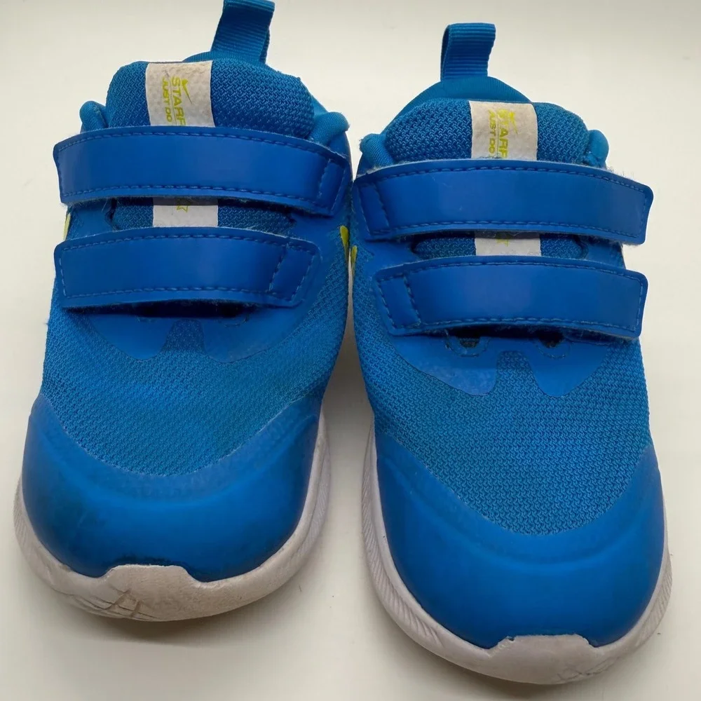 Nike Star Runner 2 Toddler Blue Yellow Hook Loop‎ Athletic Shoes Size 8C Sneaker